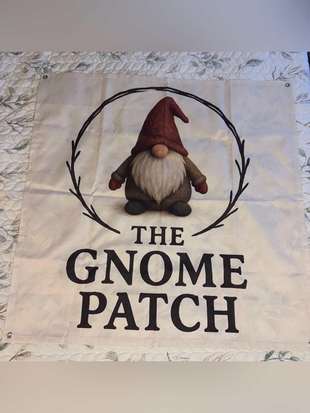 The Gnome Patch" Fabric Wall Banner / SignSize: Approximately 35" x 35" (Square)